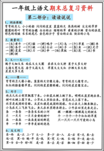 图片[3]-一年级语文上册期末总复习资料，5页电子版-淘学习资料库